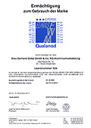 Lizenzurkunde Qualanod